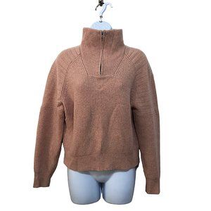 Frank & Oak Lambswool Blend Funnel Neck 1/2 Zip Sweater Top
